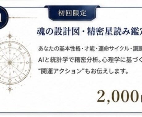 先着5名｜魂の設計図・精密星読み鑑定します 基本性格、才能、運命サイクル、課題。貴方専用の開運アクション イメージ1