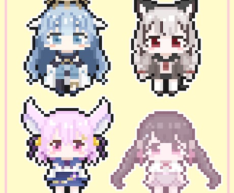 オリジナルドット絵を描きます ◎選べる表情差分４セット！デフォルメミニキャラ イメージ1