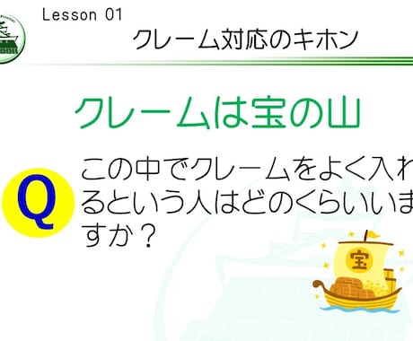 社内研修資料「クレーム対応研修」を提供します そのままでも使える台本付きパワーポイントデータです。 イメージ2