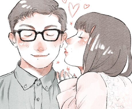 5月末日迄のお値下げ中！キラキラな似顔絵を描きます お気に入りの写真を元にした明るい雰囲気の似顔絵サービスです！ イメージ2