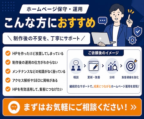 サイトを育てるHPの保守管理・運用をいたます HP制作後も安心！プロにお任せ！ イメージ2