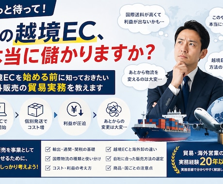 海外販売・輸出入の実務を教えます ちょっと待って！その越境EC、本当に儲かりますか？ イメージ1