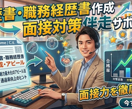 経歴書の作成から面接対策まで丁寧にサポートします 全部丸投げ　履歴書や職務経歴書及び面接対策を対応します イメージ1