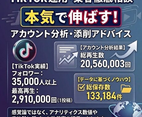 TikTok運用アドバイス・アカウント添削します フォロワー3.5万達成者が伸ばすための具体的な改善策を提供 イメージ1