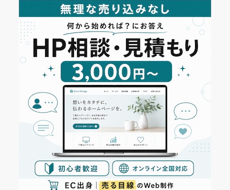 HP制作の疑問や不安にプロがお答えします 何から始めれば？にお答え。進め方・費用感を分かりやすくご案内 イメージ1