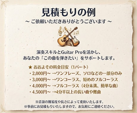 初心者歓迎！ギターTAB譜アレンジ作成します 動画納品ok音で確認しながら練習できます。 イメージ2