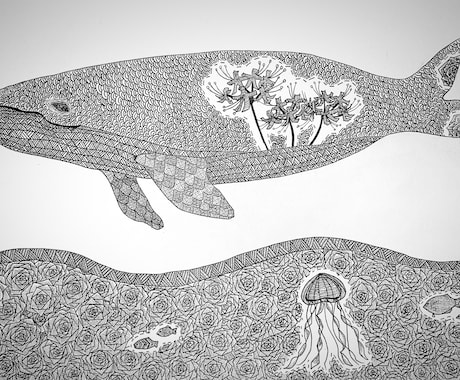 緻密な線画で動物と植物を描きます 一筆一筆に込めた繊細な線画、唯一無二のアートとして仕上げます イメージ2