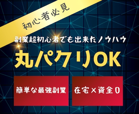 初心者でも出来る★スキル不要の簡単副業教えます 丸パクリOK→資金0から簡単作業で稼ぐ！！ イメージ1