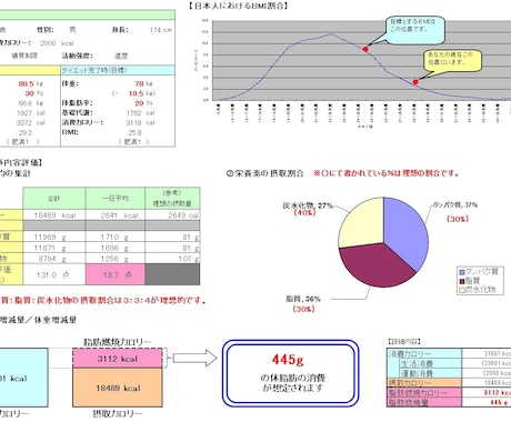 【体重がなかなか減らない人へ】ダイエット中の食事内容を採点してレポート化／アドバイスします。 イメージ1