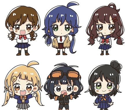 2〜4頭身のポップなデフォルメイラストを描きます 実績づくりのため、お安くしております！ イメージ1