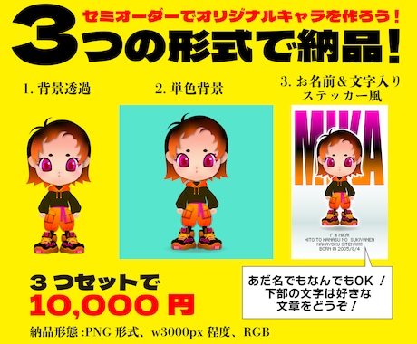 ポップクールなキャラクターをセミオーダー制作します プリセットでも印象的な仕上がりに！ イメージ2