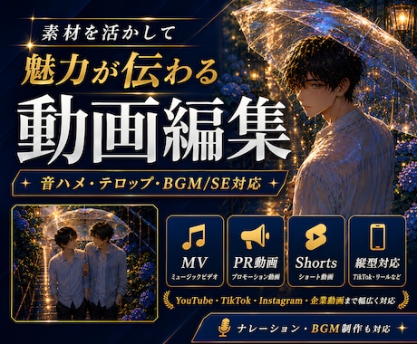 素材を活かして魅力が伝わる動画に編集します 音ハメ・テロップ・BGM/SEもお任せください！ イメージ1