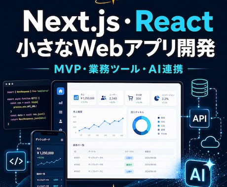 Next.jsで小さなWebアプリを作ります 業務ツール・MVP・AI連携に対応します イメージ1