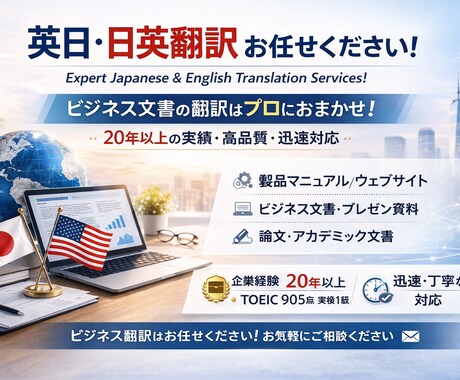 英⇔日翻訳　格安、迅速、高品質で承ります プロフェッショナルな英日・日英翻訳サービス イメージ1