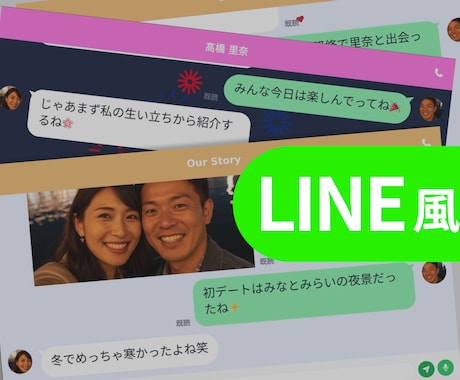 結婚式用LINE風プロフィールムービーを作ります 自分なりのコメントでオリジナリティーを出せるライン風動画！ イメージ1