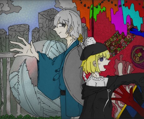 味のあるアナログイラストを描きます 暗い雰囲気から明るい雰囲気までお任せ下さい イメージ2