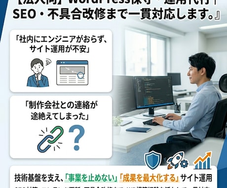 WordPressサイトの保守・管理します 表示速度改善・SEO対策も一括代行します イメージ1