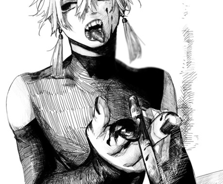 基本的にモノクロイラストを描きます 私の絵を欲しいと言ってくれる方が現れますように。 イメージ2