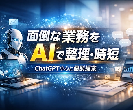 面倒な業務をAIで整理し時短提案します ChatGPT中心に最適な時短案を整理 イメージ1