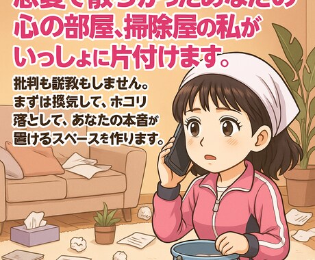 恋愛で散らかった心を掃除屋がソッと片付けます 不安な恋愛迷子の気持ちおききします イメージ2