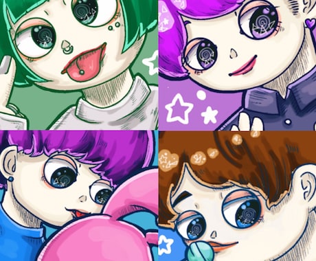 かわいいSNS用アイコン描きます キラキラで可愛い絵を1枚1枚丁寧にお描きいたします イメージ2