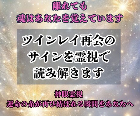 ツインレイの宿命と再会のサインを霊視します 〜ツインレイの再会の時期と運命の流れを霊視でお伝えします〜 イメージ1