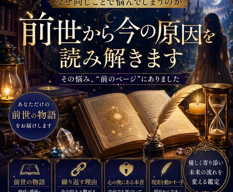 前世から今の悩みの原因を読み解きます 繰り返す理由は、前のページにありました イメージ1