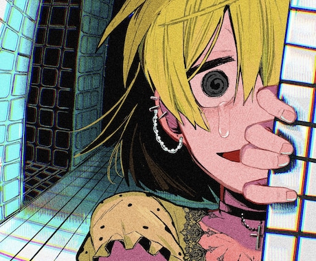 ボカロMVイラストをダークな雰囲気で承ります 彩度の高い色と可愛カッコイイ女の子のイラストが売りです！ イメージ1