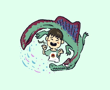恐竜好きファミリー必見！ゆるかわ似顔絵描きます 世界にひとつだけの恐竜と子どものコラボイラストをお祝いに♪ イメージ2