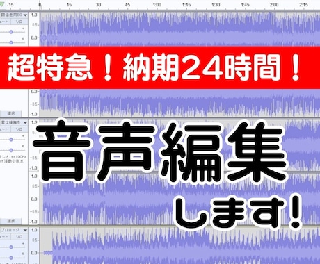 超特急！BGM・音声編集します 【納期24時間の超特急！ 】5分以内の音声を編集代行します。 イメージ1
