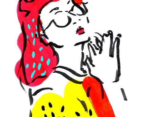 おしゃれなタッチで似顔絵描きます おしゃれでちょっと個性的なビビットな色合いのテイスト イメージ1