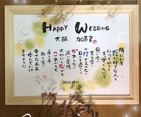 結婚記念日ウェルカムボード♡名前を詩にします 贈った方も贈られた方も笑顔になる特別な1枚お届けします