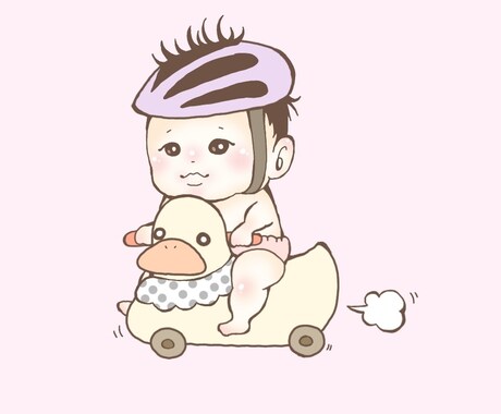 赤ちゃん、お子様をおまるレーサーにします 写真を元におまるレーサーのイラストを作成致します！ イメージ1
