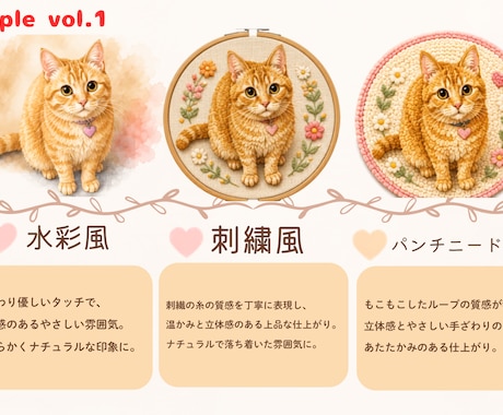 ペットの写真からかわいいLINEスタンプ作ります 水彩？刺繍風？パンチニードル風？好きな質感を選べます イメージ2