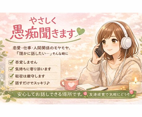 モヤモヤ全部受け止めます 心が軽くなる電話時間にします。1人で抱え込まなくて大丈夫 イメージ1