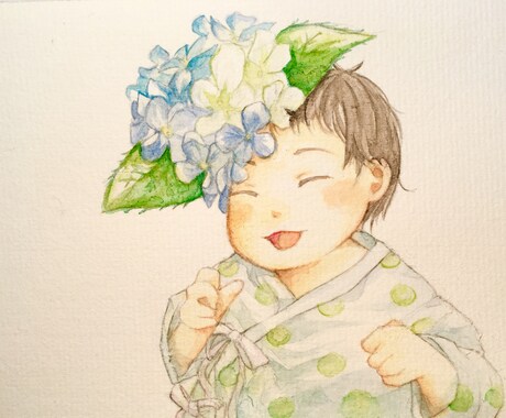 お子さまの絵を描きます お子さまの絵を水彩の優しいタッチで描かせて頂きます イメージ1