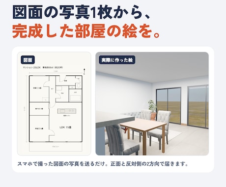 リフォームの内観パースを間取り図の写真から作ります イメージ1
