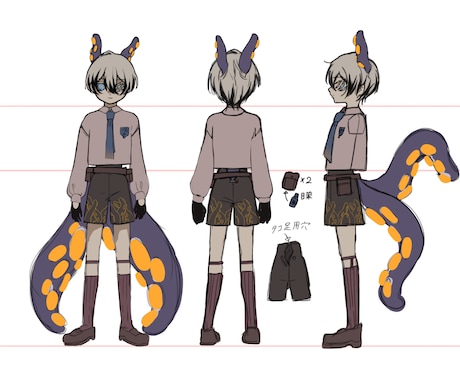 キャラクターをデザインします ご要望にそったキャラクターの三面図と立ち絵を制作します イメージ2
