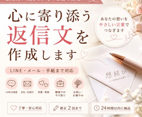 心に寄り添う返信文を作成します あなたらしい言葉で想いを届けます イメージ1
