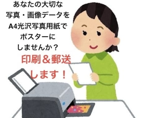 ポスター1枚五百円！A4光沢用紙に印刷＆郵送します あなたのお気に入り写真や画像をポスターにしてお届け！高品質！ イメージ1