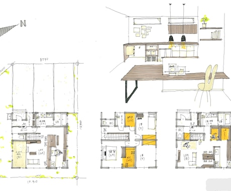 戸建住宅の間取り、内観パース作成します 手書きであたたかみのある作品をつくります。 イメージ1