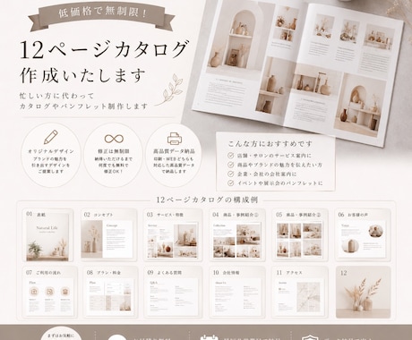 クローズまで無制限！パンフレット12P作ります 忙しくて時間がない方に代わってパンフレットを作ります イメージ1