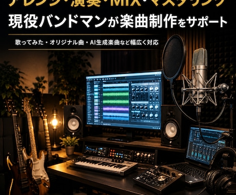 現役バンドマンが編曲・MIX・マスタリング承ります 生演奏対応｜歌ってみた・オリジナル曲・AI生成楽曲歓迎 イメージ1