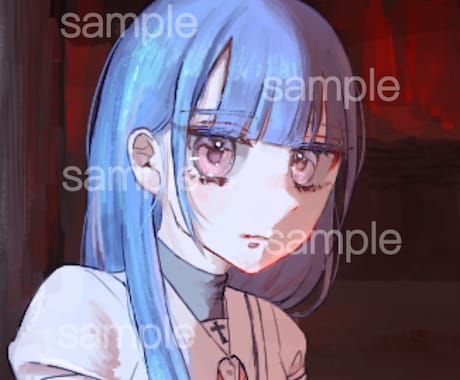 儚げで可愛い女の子イラスト描きます キラキラで儚い女の子のSNSアイコンやイラストを作成します イメージ1