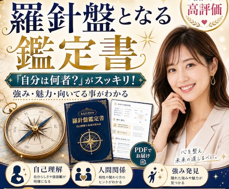 もう迷わないための羅針盤となる鑑定書を作成します 「自分は何者？」がスッキリ！強み・魅力・向いてる事がわかる！ イメージ1