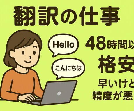 スピード重視！やさしい英語・日本語翻訳ます 「とにかく早くほしい！」そんなあなたに。スピード対応！ イメージ1