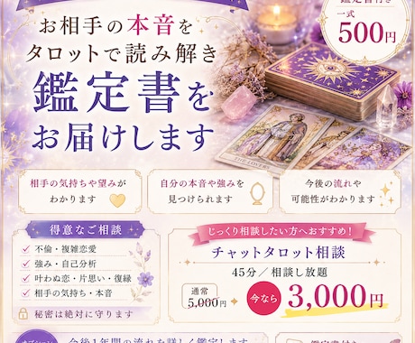 片思い・不倫・恋愛⭐タロットで本音を読み解きます 鑑定書とカードのお写真付き！相手とあなたの本音に寄り添います イメージ2