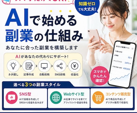あなた専用のAI副業を一緒に作ります 知識ゼロから商品作り・販売開始までサポート イメージ1