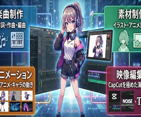 オリ楽曲～フルアニメーション～MVPV制作します 作曲～素材～アニメまで対応！最速で貴方の世界観を形に イメージ2