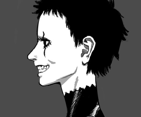 SNS・ブログのアイコンイラスト描きます ダーク系。モノクロ。ラフタッチ。 イメージ2
